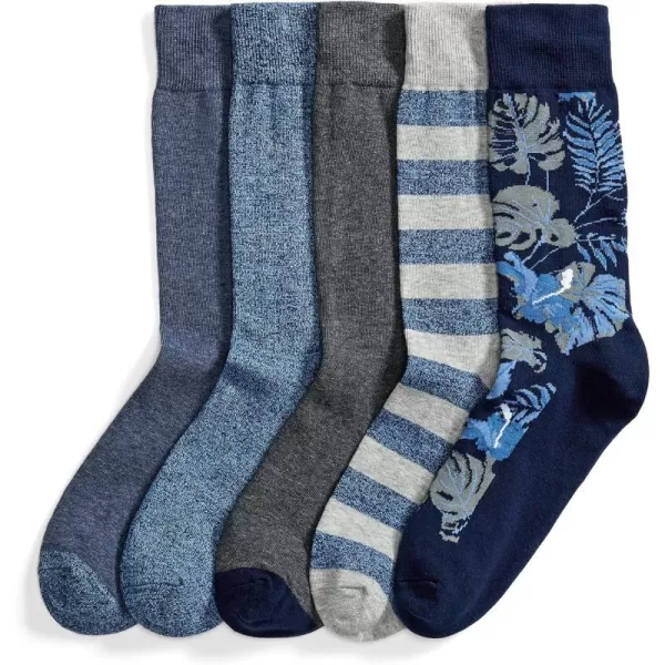 Amazon Essentials Mens Patterned Socks Previously Goodthreads 5 PairsBlueGrey