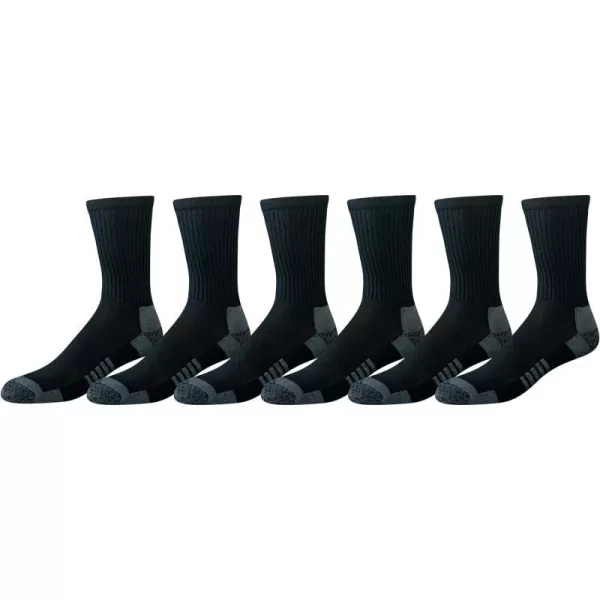 Amazon Essentials Mens Performance Cotton Cushioned Athletic Crew Socks 6 PairsBlack