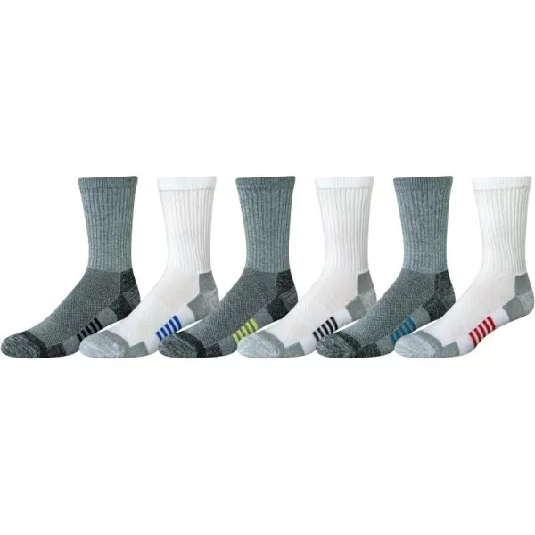 Amazon Essentials Mens Performance Cotton Cushioned Athletic Crew Socks 6 PairsWhiteGrey