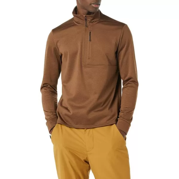 Amazon Essentials Mens Performance Ski Midlayer QuarterZipDark Tan