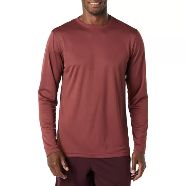 Amazon Essentials Mens Performance Tech LongSleeve TShirtBurgundy