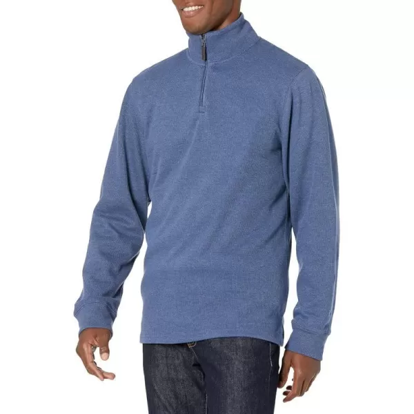 Amazon Essentials Mens QuarterZip French Rib SweaterBlue Heather