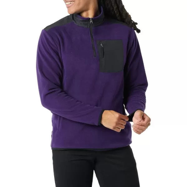 Amazon Essentials Mens QuarterZip Polar Fleece JacketPolyester PurpleBlack Color Block