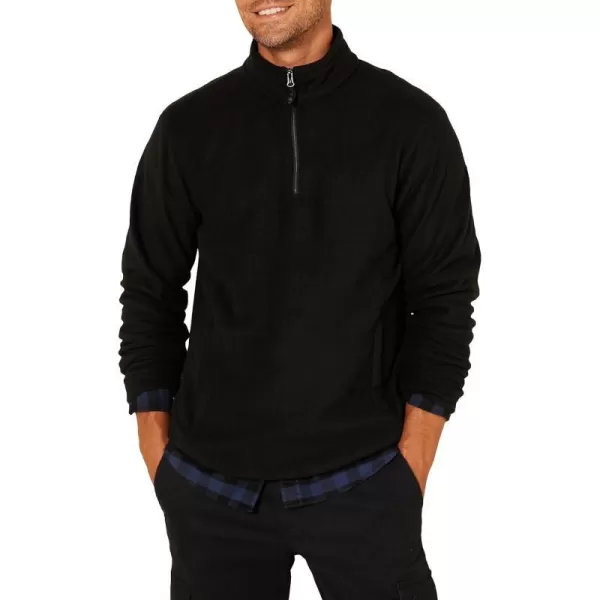 Amazon Essentials Mens QuarterZip Polar Fleece JacketRecycled Polyester Black