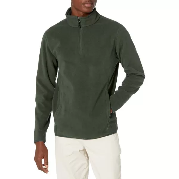 Amazon Essentials Mens QuarterZip Polar Fleece JacketRecycled Polyester Forest Green