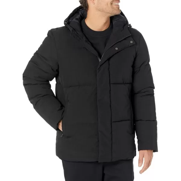 Amazon Essentials Mens Recycled Polyester MidLength Hooded Puffer Available in Big amp TallBlack