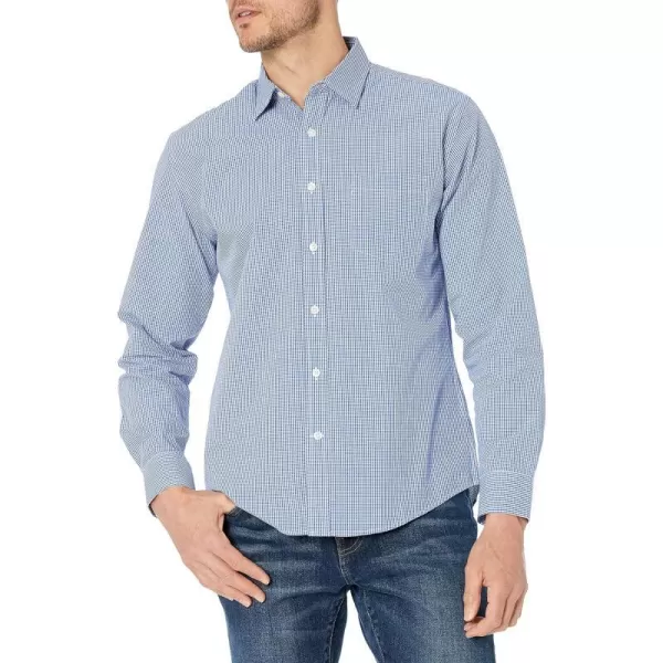 Amazon Essentials Mens RegularFit LongSleeve Casual Poplin ShirtBlue Gingham