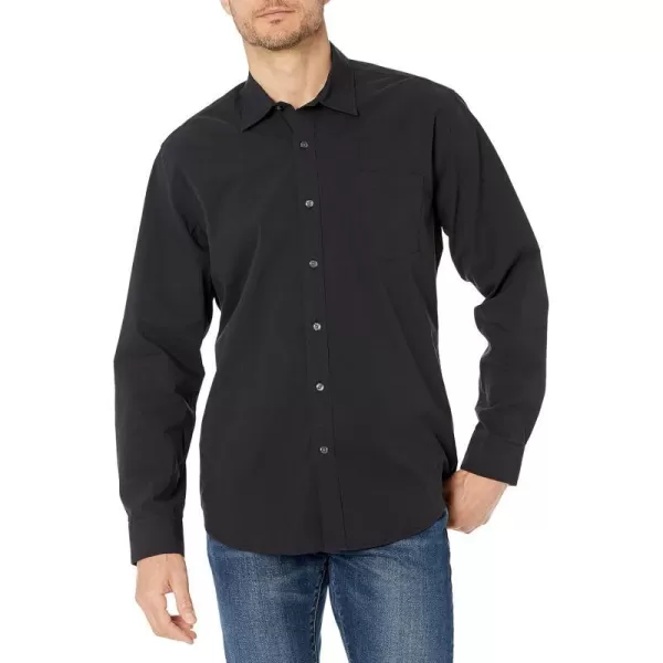 Amazon Essentials Mens RegularFit LongSleeve Casual Poplin ShirtWashed Black