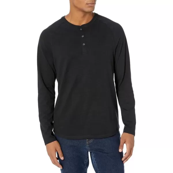 Amazon Essentials Mens RegularFit LongSleeve Henley Shirt Available in Big amp TallBlack