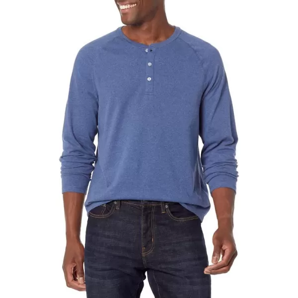 Amazon Essentials Mens RegularFit LongSleeve Henley Shirt Available in Big amp TallBlue Heather