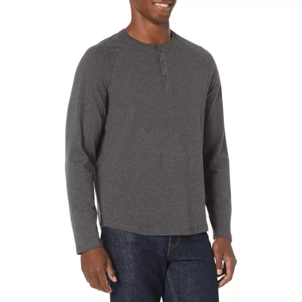 Amazon Essentials Mens RegularFit LongSleeve Henley Shirt Available in Big amp TallCharcoal Heather