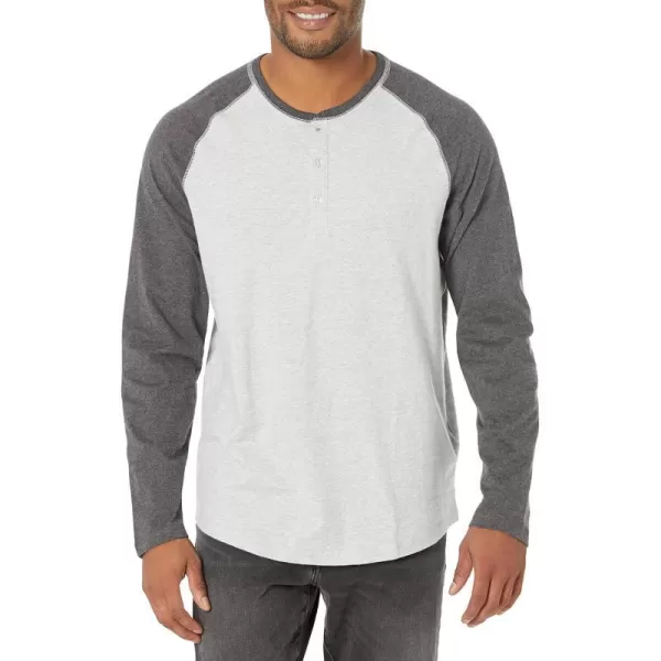 Amazon Essentials Mens RegularFit LongSleeve Henley Shirt Available in Big amp TallLight Grey HeatherCharcoal Heather