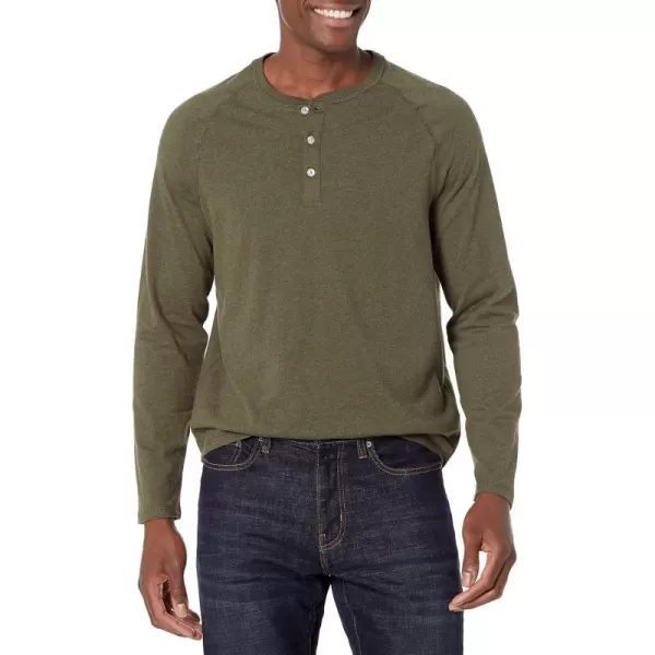 Amazon Essentials Mens RegularFit LongSleeve Henley Shirt Available in Big amp TallOlive Heather