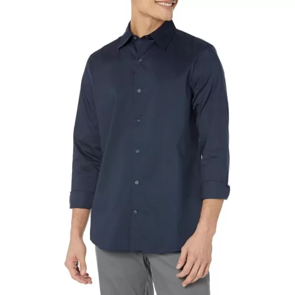 Amazon Essentials Mens RegularFit LongSleeve Stretch Dress ShirtNavy