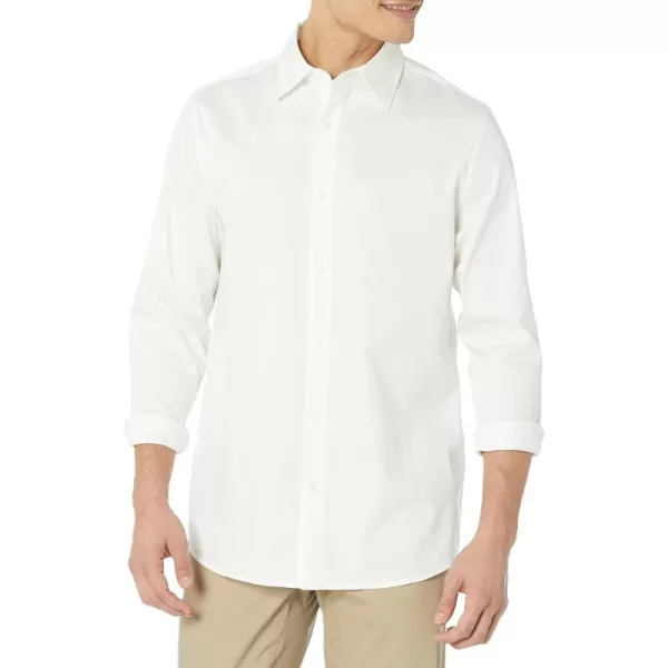 Amazon Essentials Mens RegularFit LongSleeve Stretch Dress ShirtWhite