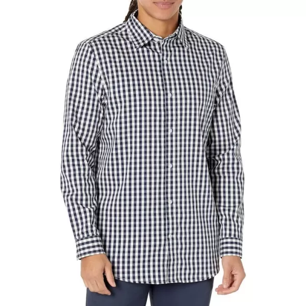 Amazon Essentials Mens RegularFit LongSleeve Stretch Dress ShirtWhite Gingham