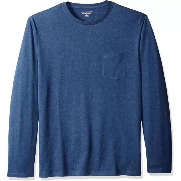 Amazon Essentials Mens RegularFit LongSleeve TShirtBlue Heather Pocket