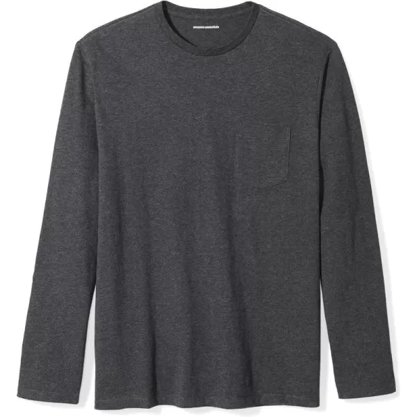 Amazon Essentials Mens RegularFit LongSleeve TShirtCharcoal Heather Pocket