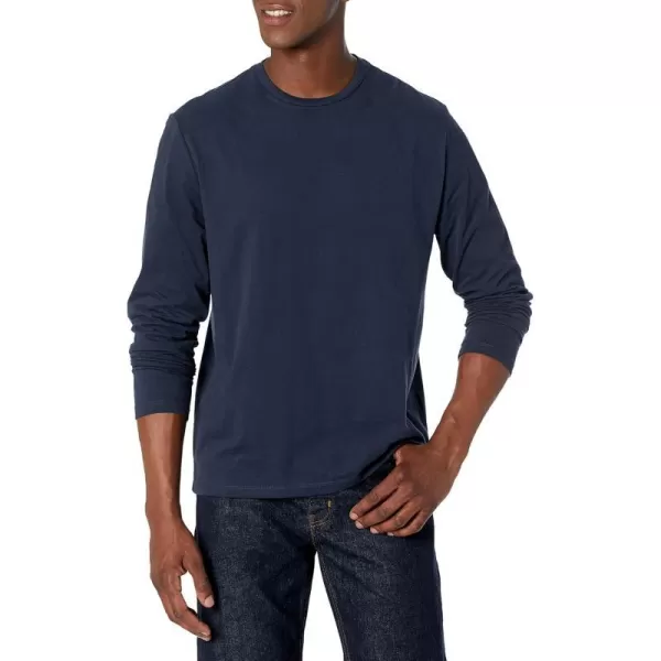 Amazon Essentials Mens RegularFit LongSleeve TShirtNavy No Pocket