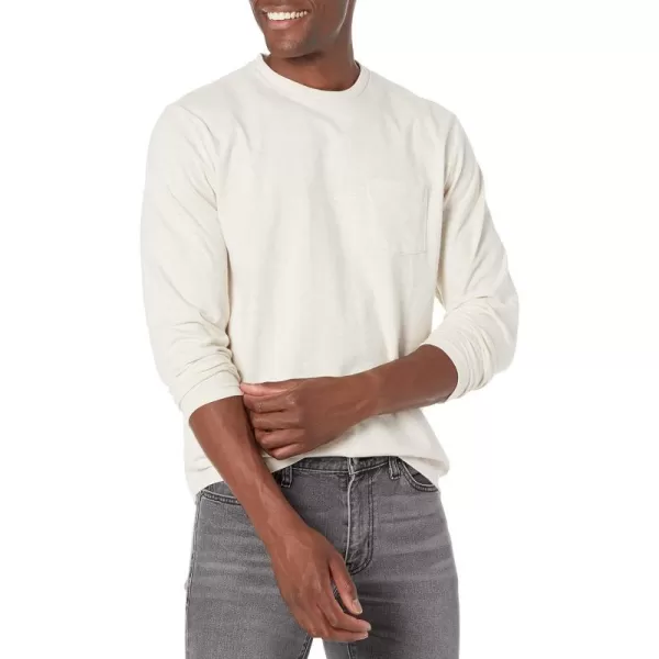 Amazon Essentials Mens RegularFit LongSleeve TShirtOatmeal Heather Pocket