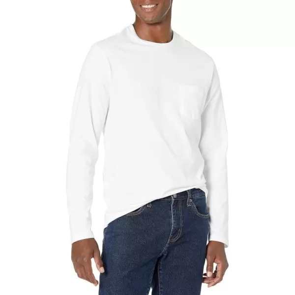 Amazon Essentials Mens RegularFit LongSleeve TShirtWhite Pocket