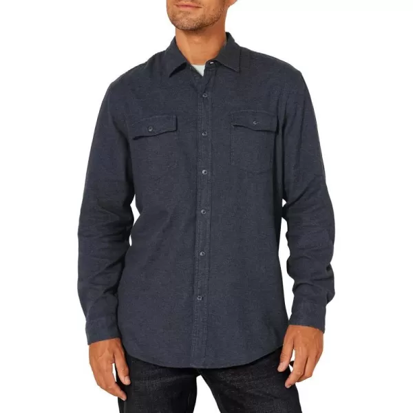 Amazon Essentials Mens RegularFit LongSleeve TwoPocket Flannel ShirtBlack