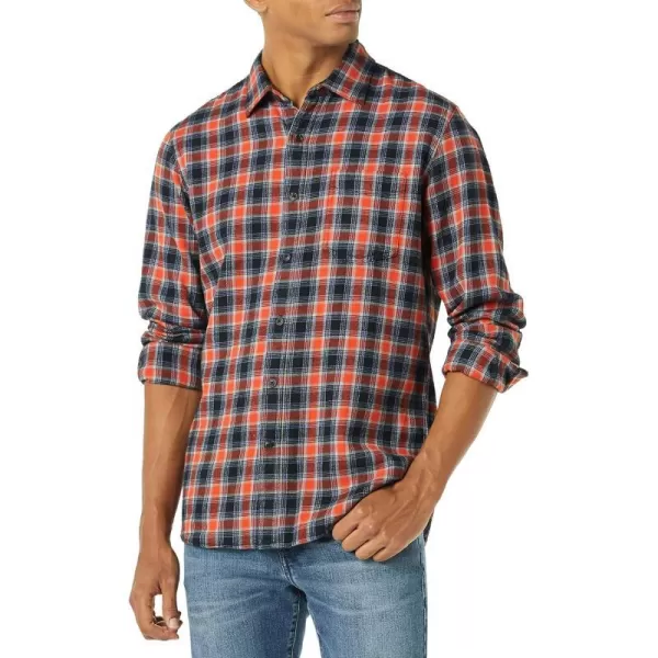 Amazon Essentials Mens RegularFit LongSleeve TwoPocket Flannel ShirtBlueOrange Plaid