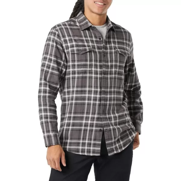 Amazon Essentials Mens RegularFit LongSleeve TwoPocket Flannel ShirtDark Grey White Plaid