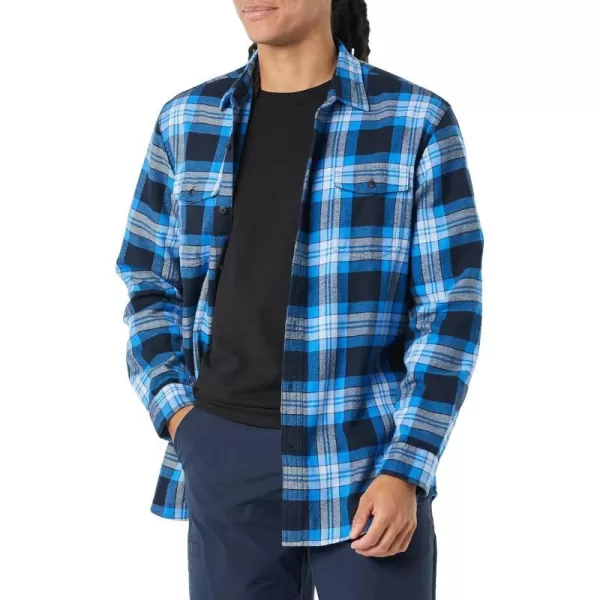 Amazon Essentials Mens RegularFit LongSleeve TwoPocket Flannel ShirtNavyBlue TartanPlaid