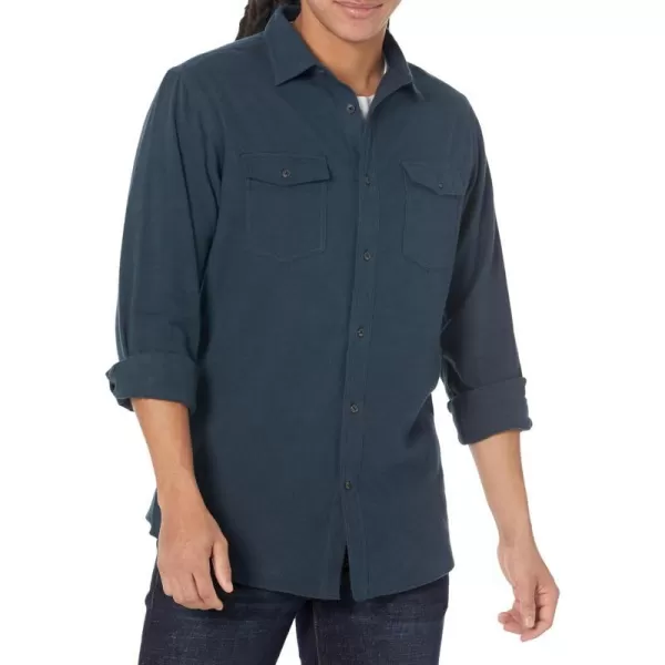 Amazon Essentials Mens RegularFit LongSleeve TwoPocket Flannel ShirtWashed Navy