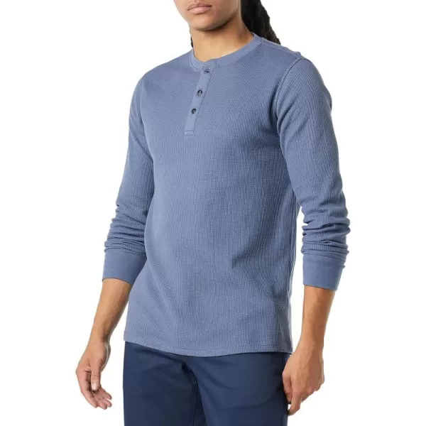 Amazon Essentials Mens RegularFit LongSleeve Waffle Henley ShirtIndigo