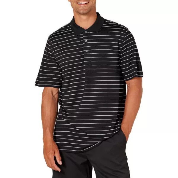 Amazon Essentials Mens RegularFit QuickDry Golf Polo Shirt Available in Big  TallBlack White Pinstripe