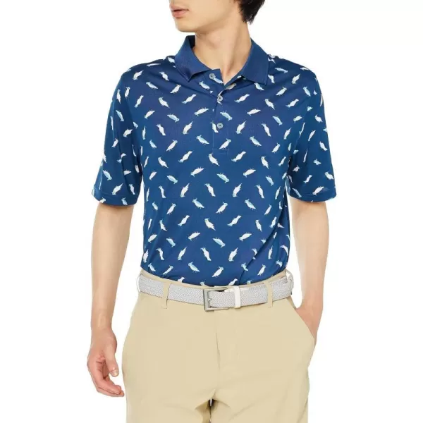 Amazon Essentials Mens RegularFit QuickDry Golf Polo Shirt Available in Big  TallTeal Blue Birds Print