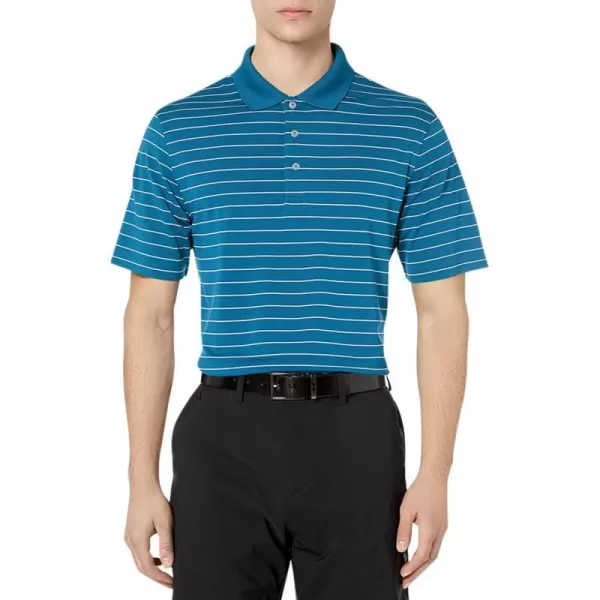 Amazon Essentials Mens RegularFit QuickDry Golf Polo Shirt Available in Big  TallTeal Blue Stripe