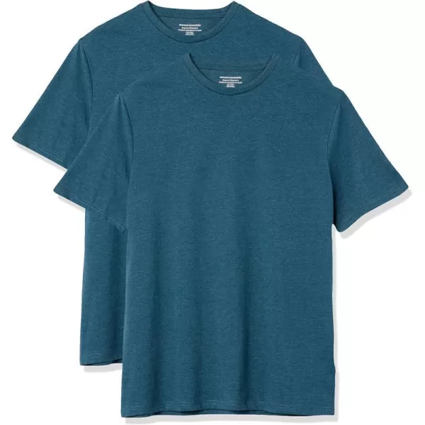 Amazon Essentials Mens RegularFit ShortSleeve Crewneck TShirt Pack of 22 Teal Blue