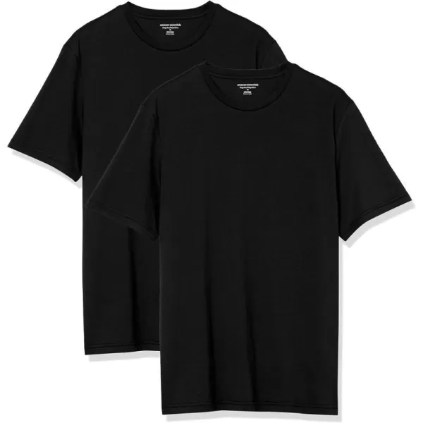 Amazon Essentials Mens RegularFit ShortSleeve Crewneck TShirt Pack of 2Black