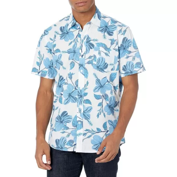 Amazon Essentials Mens RegularFit ShortSleeve Print ShirtBlue Floral Print