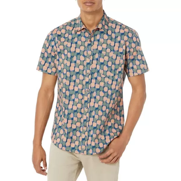 Amazon Essentials Mens RegularFit ShortSleeve Print ShirtPineapple