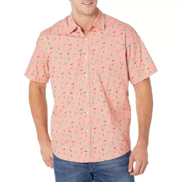 Amazon Essentials Mens RegularFit ShortSleeve Print ShirtPink Fruit