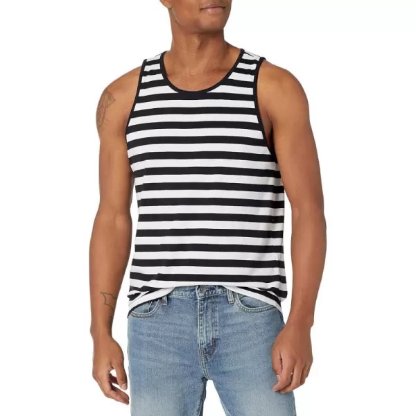 Amazon Essentials Mens RegularFit Tank TopBlackWhite Stripe