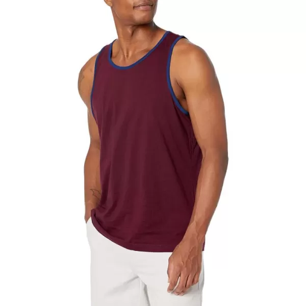 Amazon Essentials Mens RegularFit Tank TopBlue Burgundy