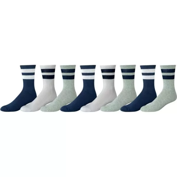 Amazon Essentials Mens Retro Stripe Crew Sock 8 PairsGreyNavyWhite