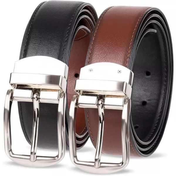 Amazon Essentials Mens Reversible Dress BeltBlackChestnut Brown