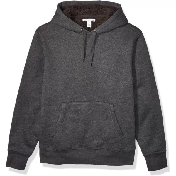 Amazon Essentials Mens SherpaLined Pullover Hoodie SweatshirtCharcoal Heather