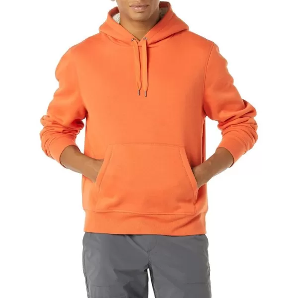 Amazon Essentials Mens SherpaLined Pullover Hoodie SweatshirtOrange