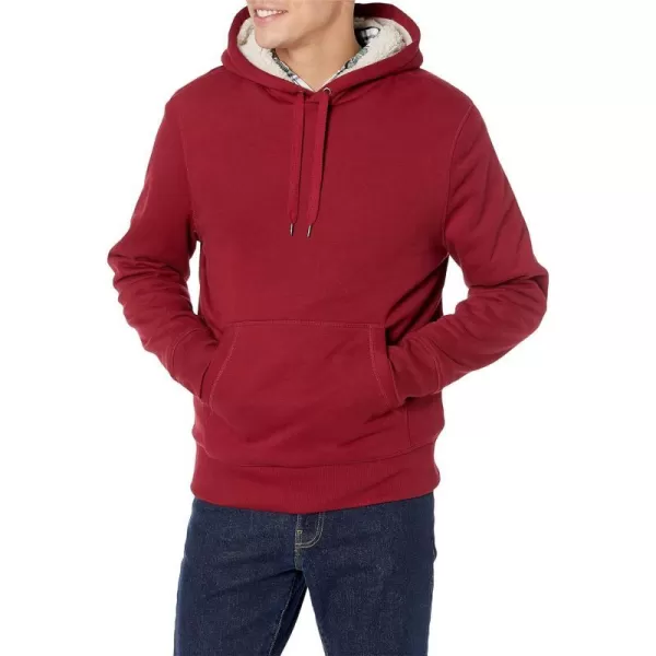 Amazon Essentials Mens SherpaLined Pullover Hoodie SweatshirtRed