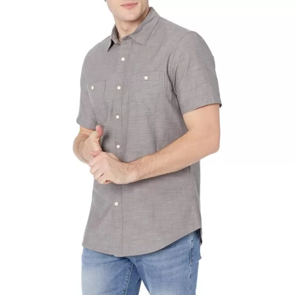 Amazon Essentials Mens ShortSleeve Chambray ShirtDark Grey