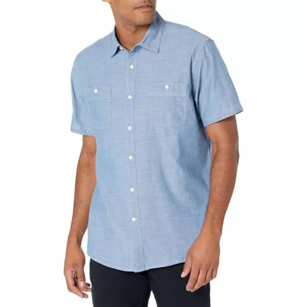 Amazon Essentials Mens ShortSleeve Chambray ShirtMedium Blue