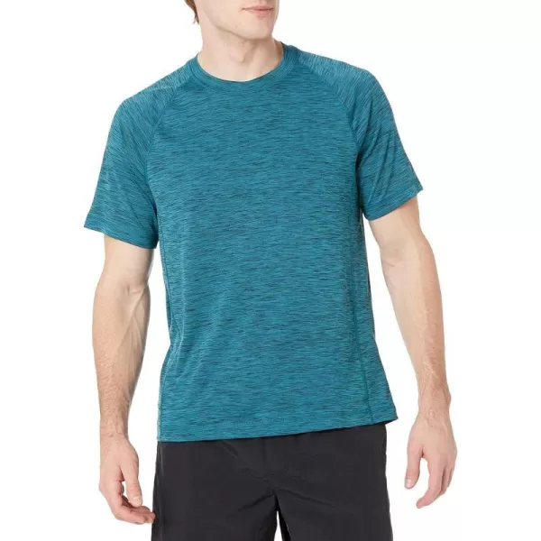 Amazon Essentials Mens ShortSleeve QuickDry UPF 50 Swim TeeTeal Blue