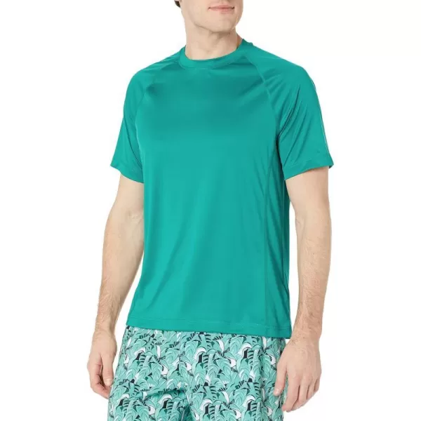 Amazon Essentials Mens ShortSleeve QuickDry UPF 50 Swim TeeTeal Green